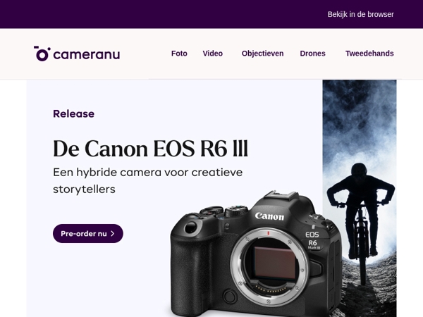 Ontdek de nieuwe Canon EOS R6 III en test hem zaterdag