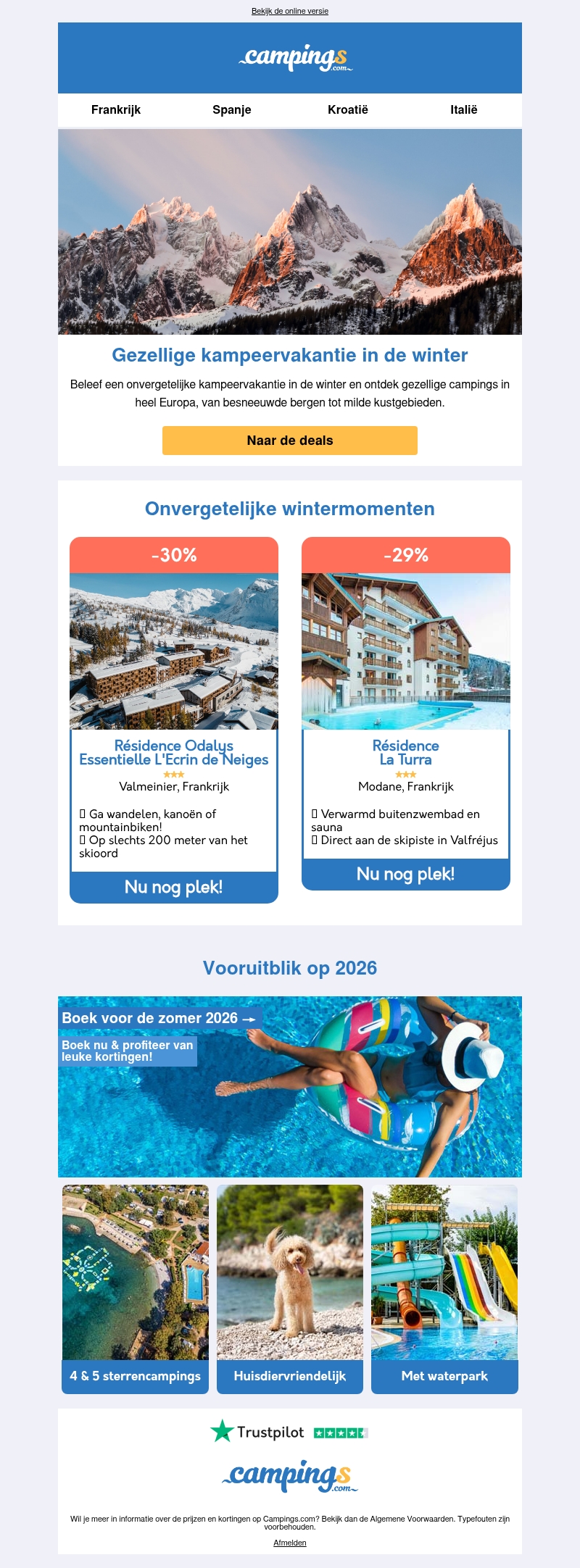 Boek nu een last minute camping voor de winter Boek nu een last minute camping voor de winter