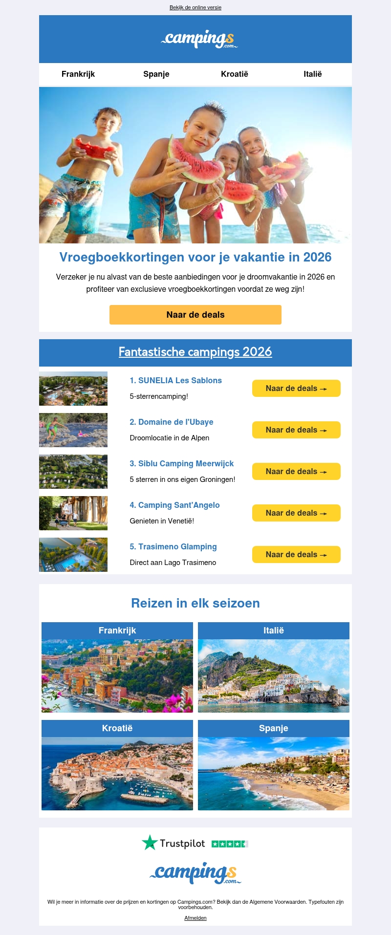 Vroegboekkorting: zomer 2026 voor de beste prijs! Vroegboekkorting: zomer 2026 voor de beste prijs!