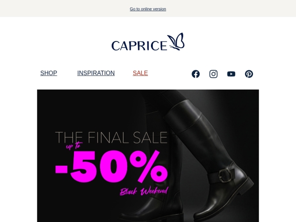 🖤 Black Weekend Finale: Up to 50% Off Selected Styles