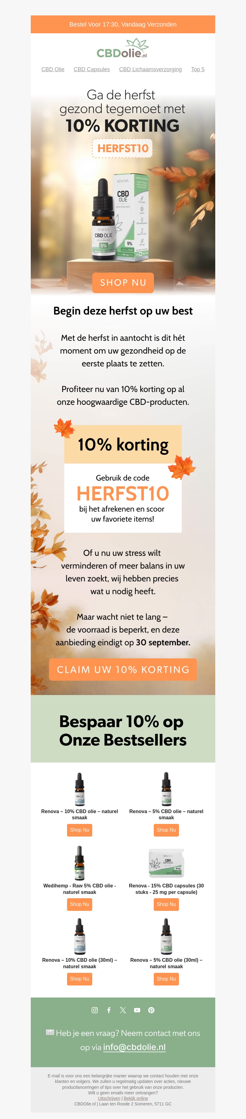 Ontvang 10% KORTING voor een Gezondere Herfst! Ontvang 10% KORTING voor een Gezondere Herfst!