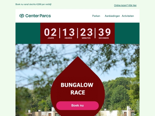 De finishlijn is verplaatst… 🏁 Je krijgt 3 dagen extra om jouw Bungalow Race-voordeel te pakken.