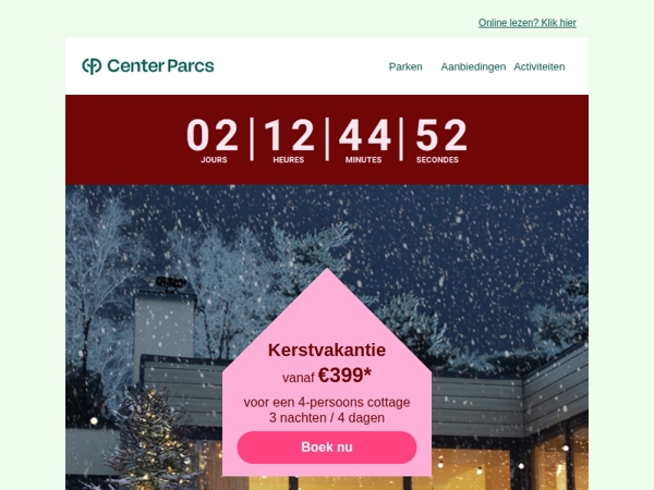 Vier de kerstvakantie bij Center Parcs – nog heel even met extra voordeel!