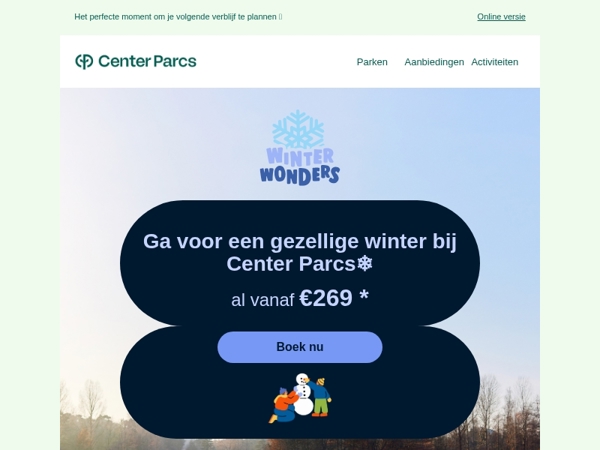 Volg je natuur: ga voor een knusse winter bij Center Parcs​
