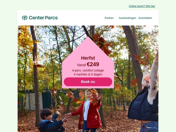 Boek nu jouw verblijf in de herfst extra voordelig! 🍁