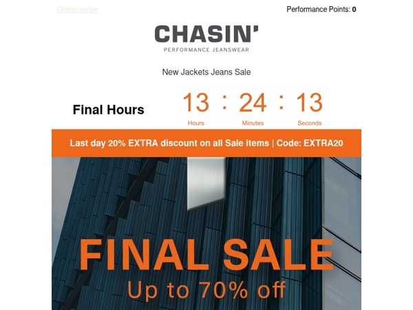 Last day: Extra 20% off on Final Sale!