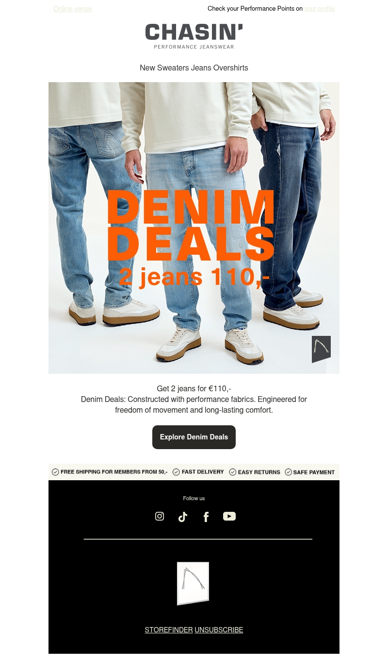 Denim Deals | 2 jeans for €110,- Denim Deals | 2 jeans for €110,-