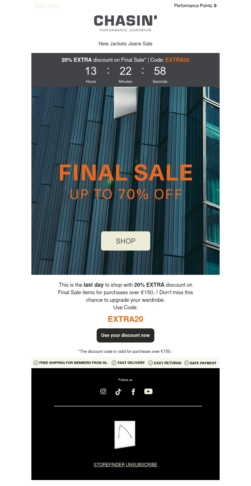 Final hours: 20% EXTRA on Sale Final hours: 20% EXTRA on Sale