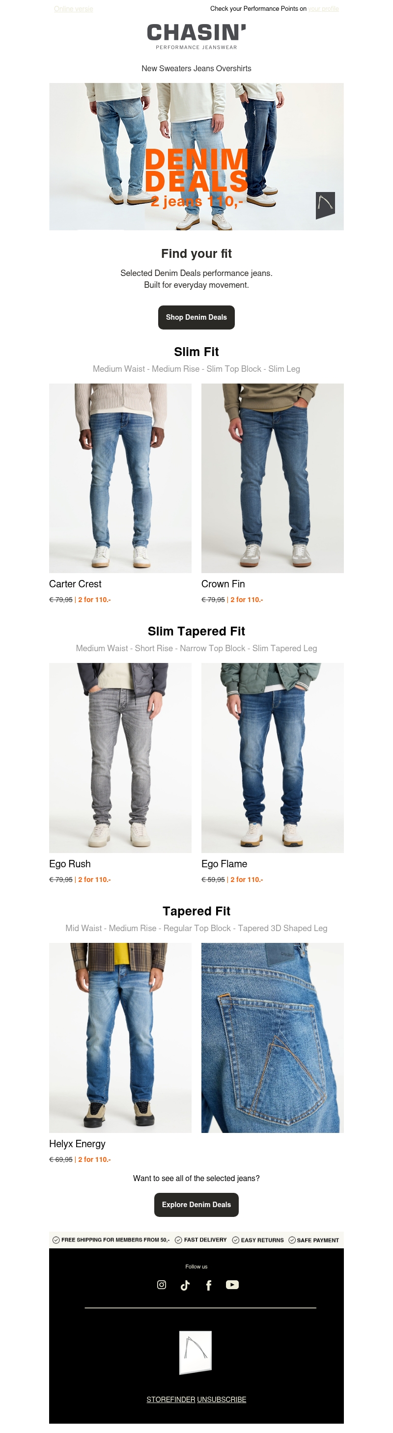 Denim Deals | 2 jeans for €110,- Denim Deals | 2 jeans for €110,-