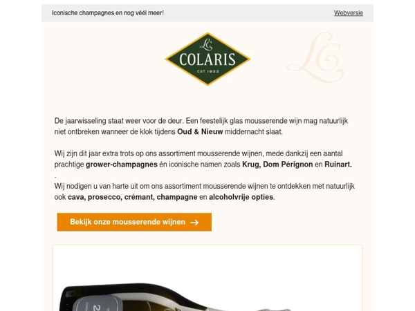 Bestel uw mousserende wijnen voor Oud & Nieuw