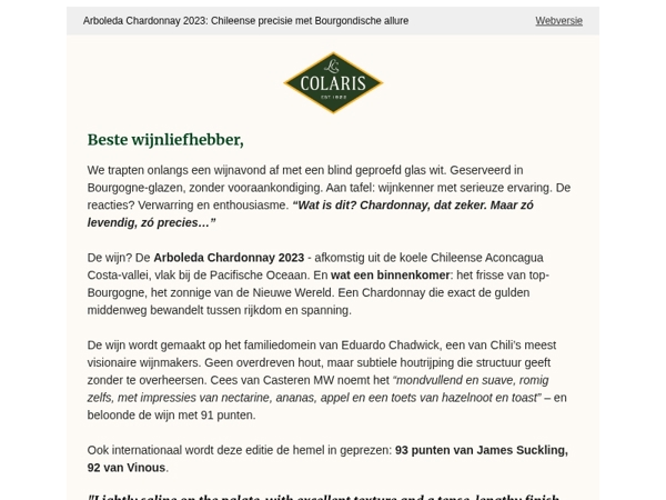 Bourgogne? Nee, Chili. En wat voor een!