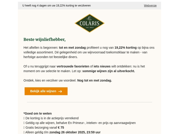 U heeft nog 4 dagen om uw 19,22% korting te verzilveren