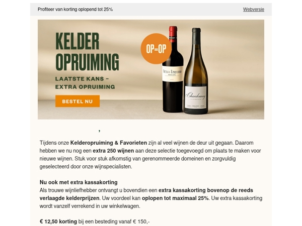 Extra kassakorting op Kelderopruiming & Favorieten
