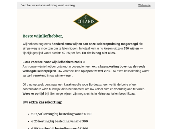 Onze keldervondsten met tot wel 20% korting