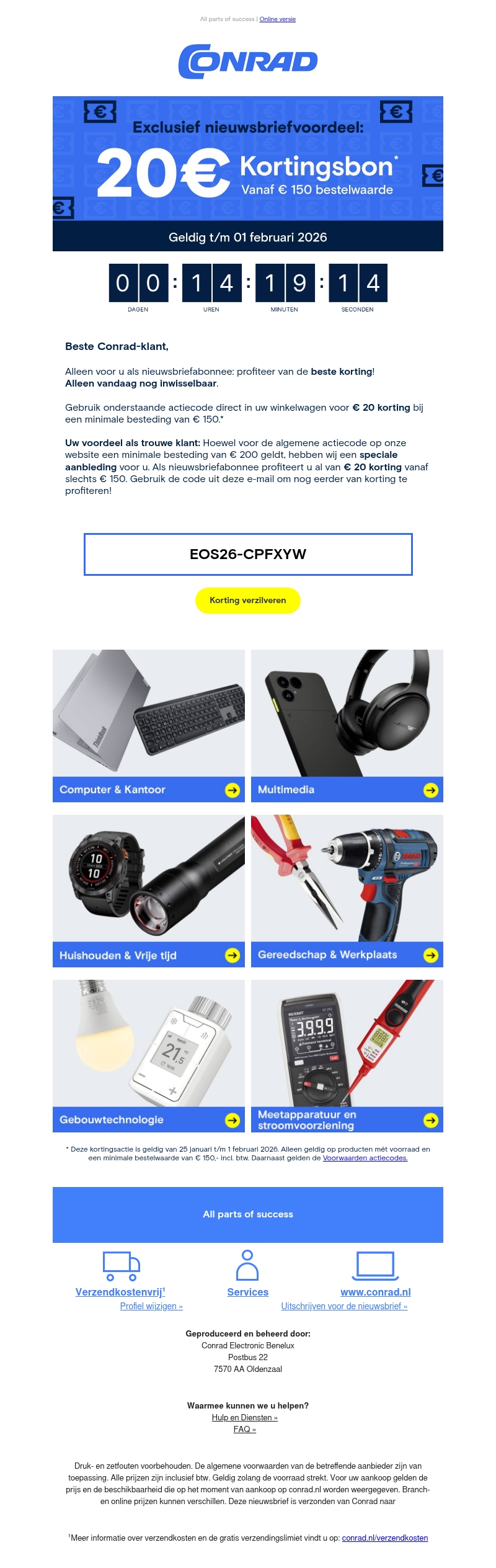 🎁 Alleen vandaag nog: uw kortingsbon van €20! 🎁 Alleen vandaag nog: uw kortingsbon van €20!