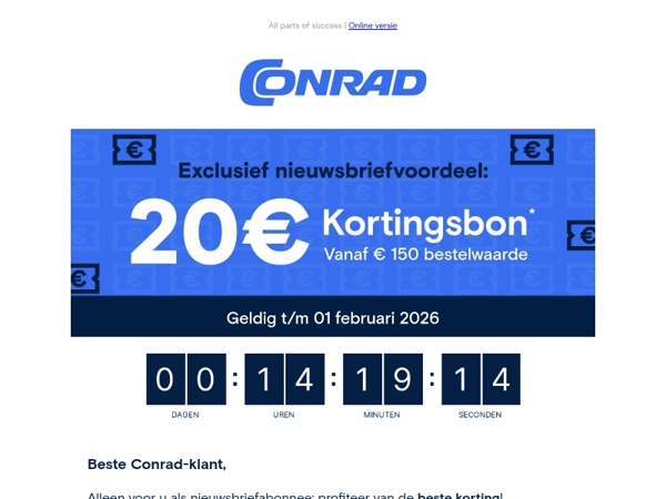 🎁 Alleen vandaag nog: uw kortingsbon van €20!