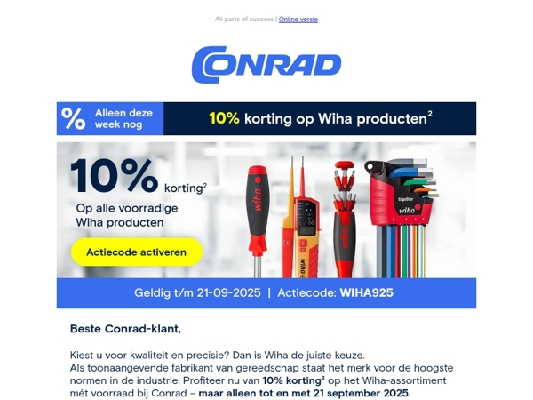 10% korting* op vele Wiha producten.