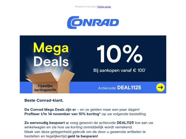 💰 Conrad Mega Deals: 10% Korting!