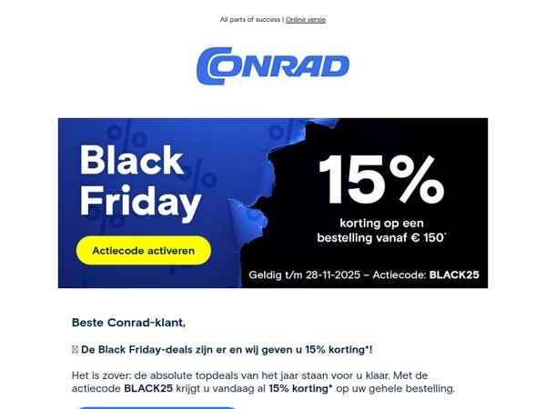 15% korting*: uw Black Friday-actiecode is beschikbaar