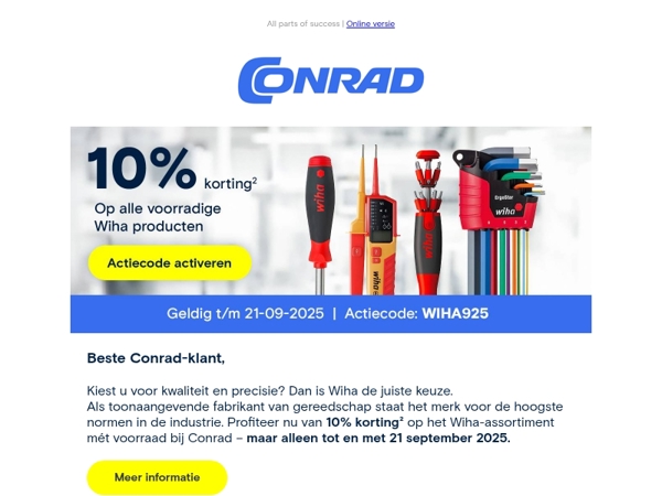 10% korting* op vele Wiha producten.