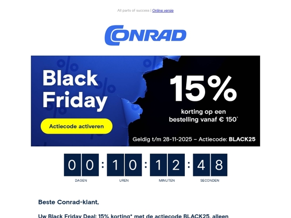 💥Uw Black Friday Deal: 15% korting* op uw hele bestelling.