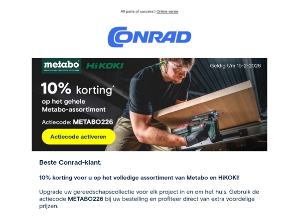 Nu: 10% korting op Metabo en HiKOKI 🛠️