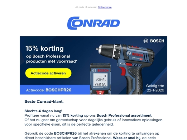 15% korting op Bosch Professional.