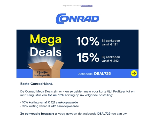 Tot 15% Korting op Conrad Mega Deals!