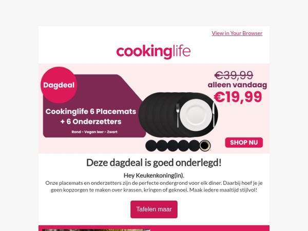 Met deze dagdeal is jouw tafel gedekt en korting geserveerd!