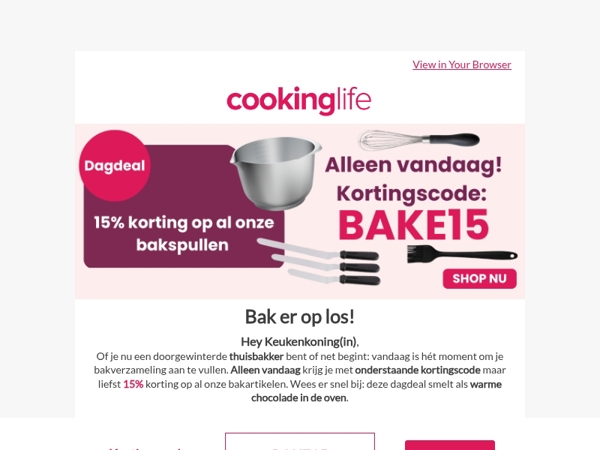 Vandaag bak je voordelig: dagdeal met 15% korting! 🍪