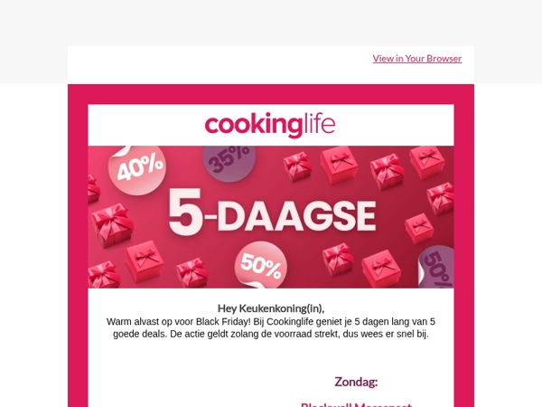 🤩 De Cookinglife 5-daagse is begonnen!