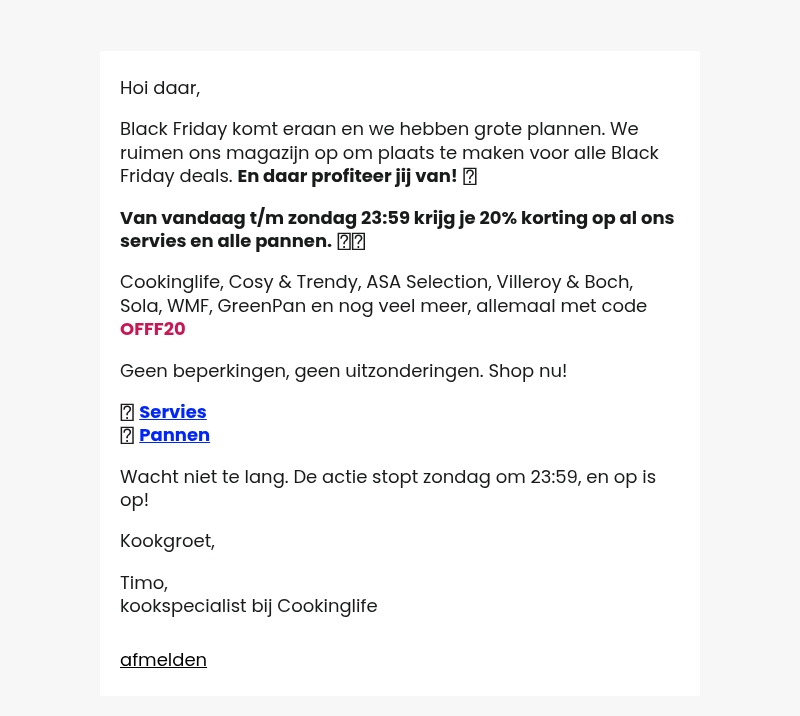 Laatste mail: Black Friday deals