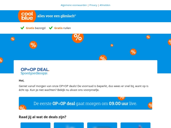 Bekijk als eerste onze OP=OP deals