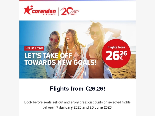 ✈️ Fly from just €26.26!