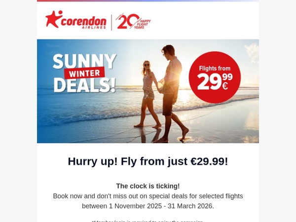🚨 Last call to fly from €29.99 (including taxes)