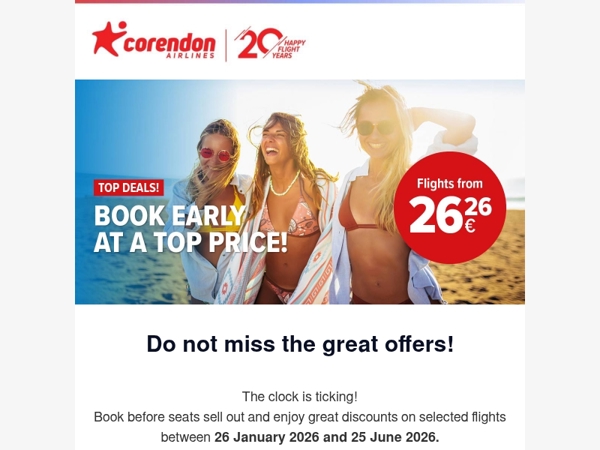 ✈️ Flights starting at just €26.26!