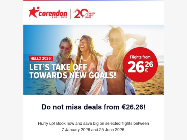 🚨 Final call to fly from just €26.26!