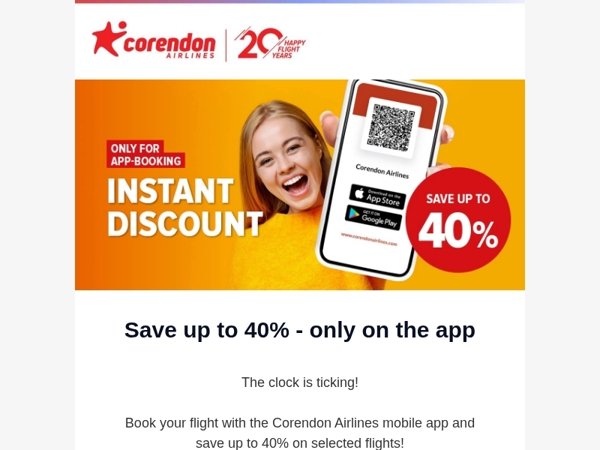 🚨 Up to 40% off - only on the app