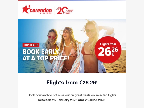 ✈️ Flights starting at just €26.26!