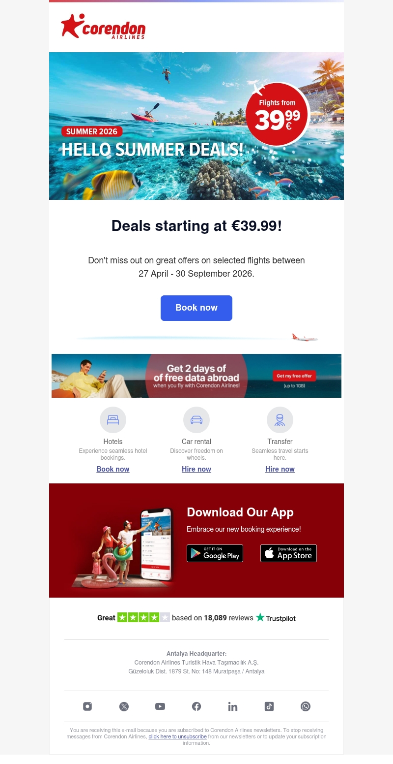 π Fly from β¬39.99! π Fly from β¬39.99!