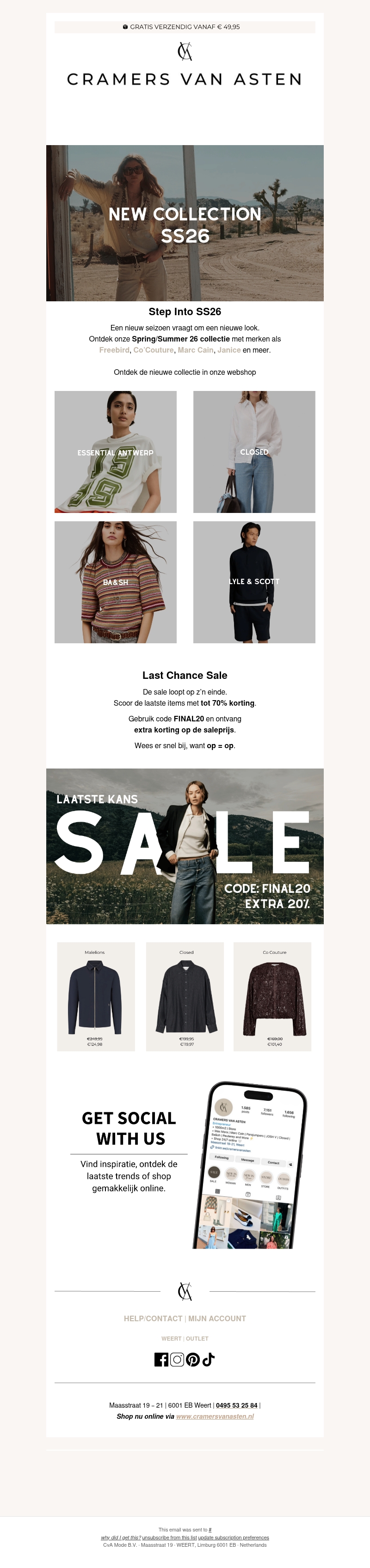 SS26 Drop 🌸 + Laatste kans sale (extra -20%) SS26 Drop 🌸 + Laatste kans sale (extra -20%)