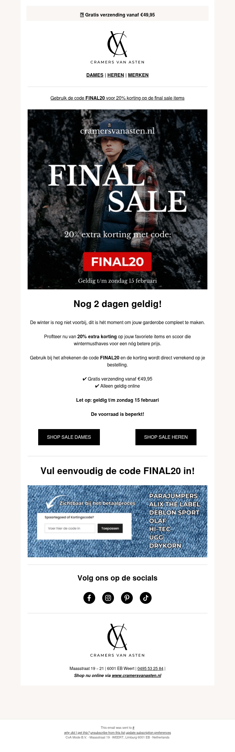 Heb jij al gebruik gemaakt van de 20% extra korting? Heb jij al gebruik gemaakt van de 20% extra korting?
