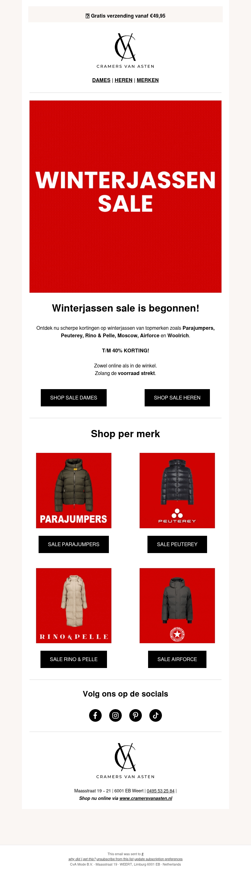 Winterjassen nu in de sale! Parajumpers, Peuterey, Airforce en meer!đź‘€ Winterjassen nu in de sale! Parajumpers, Peuterey, Airforce en meer!đź‘€