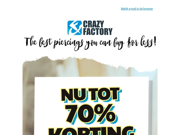 🤩 Tot 70% korting op tunnels en plugs! Ja, we zijn weer helemaal CRAZY, 
