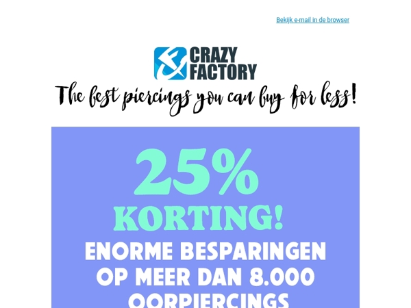 😍 Je oren verdienen dit: 25% korting op oorpiercings, 