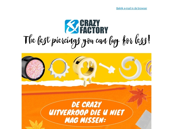 🤩 Tot 70% korting op piercings en meer? Dat is ‘crazy’! Maar we doen het wel, 