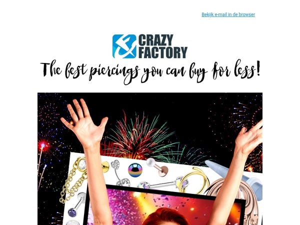 📢 26% korting op piercings tot middernacht, 