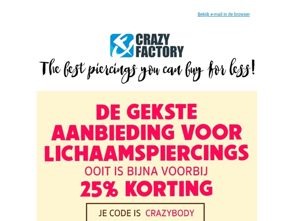 📢 We stoppen met de 25% korting op lichaamspiercings, 