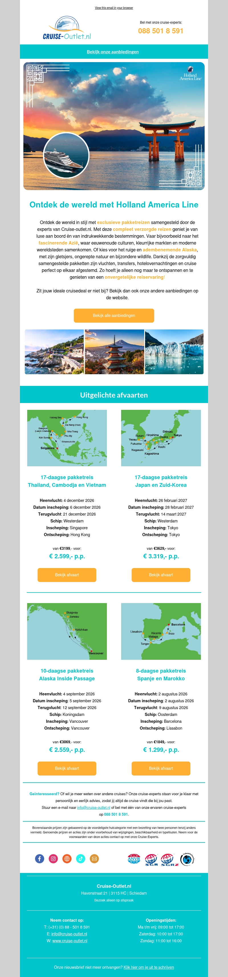 Ontdek de wereld met Holland America Line Ontdek de wereld met Holland America Line