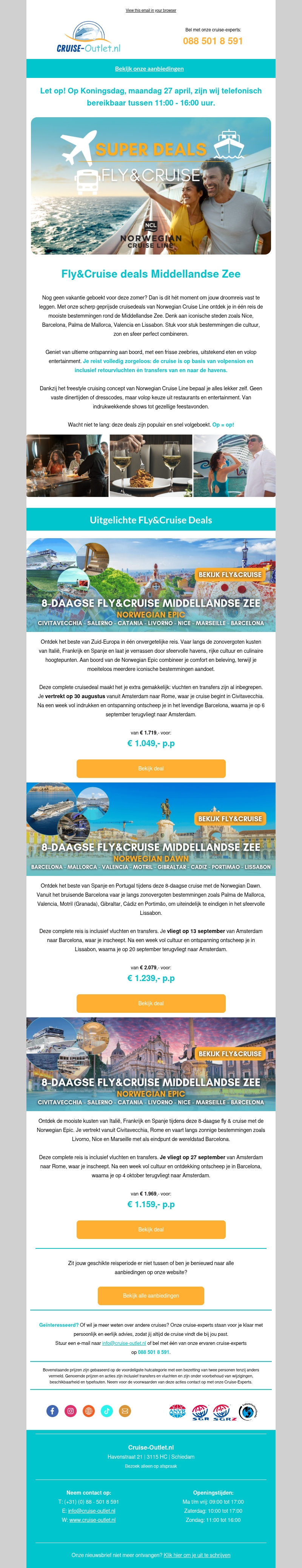 Fly&Cruise deals Middellandse Zee 🌍 Fly&Cruise deals Middellandse Zee 🌍